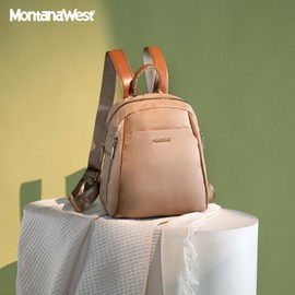 Montana West Small Backpack Purse for Women Lightweight Nylon Backpacks Casual Daypack with Anti-theft Back Pocket, Khaki