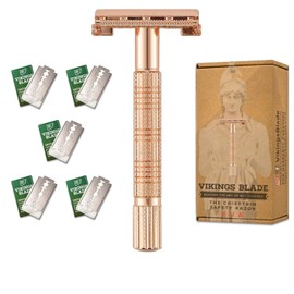 VIKINGS BLADE Safety Razor for Women + 5 Swedish Steel Blades. Quick Release Head, Double Edge. Smooth, Reusable, Recyclable (Model: Eva)