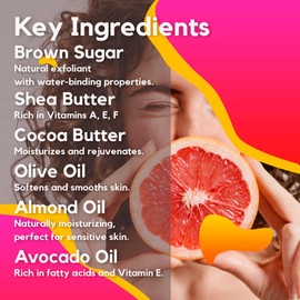 Shea-Kakaobutter Brauner Zucker Körperpeeling 500g - Bio-Mandarinenduft, Feuchtigkeitsspendend, Exfolierend, Anti-Aging, Kollagenfördernd, Sanft für Empfindliche Haut