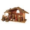 15.25-Inch Long Moss Stable with Set of 9 Resin Figurines