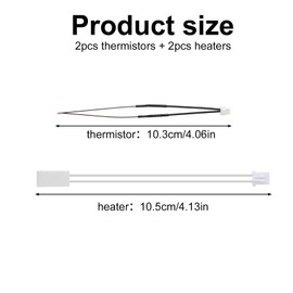 2 Sets Thermistor & Cartridge Heater for Bambu Lab X1/X1C, 300°C High Temperature Thermistor Hotend Replacement Parts for 3D Printer Accessories