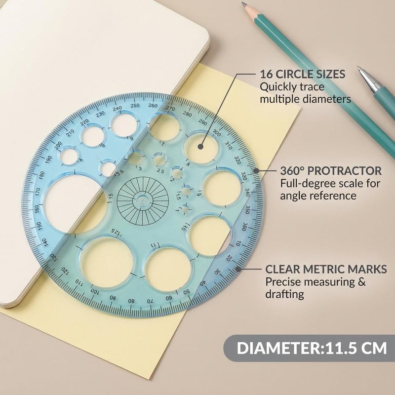 Circle Stencil Template, Hollow Drawing Templates for Painting, Drafting, and