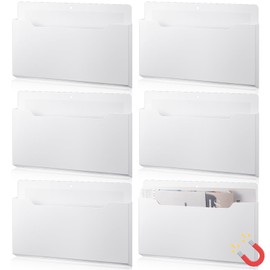 Fuutreo 6 Pcs Magnetic Wall File Organizer Magnetic Wall File Holder Refrigerator Magazine Holder for Mail Letters Paper(White,8.3 x 13.8 Inch,Horizontal)