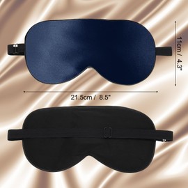 PATIKIL 100% Natural Silk Sleep Mask, Adjustable Soft Eye Mask Cooling Blackout Eye Cover with Elastic Straps for Side Sleeping Women Men Travel, Navy Blue