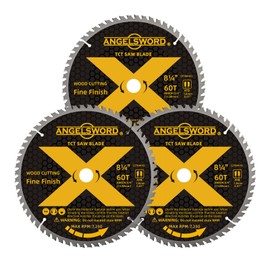 ANGELSWORD 8-1/4 Inch Table Saw Blade/Circular Saw Blade for Fine Finish Wood Cutting, 60T, 3 Pack