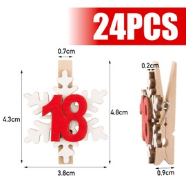 BOFUNX Advent Calendar Clips with Numbers 1-24 Advent Calendar Wooden Numbers Mini Snowflakes Wooden Pegs for Advent Calendar Christmas Calendar Crafts Christmas Decoration Crafts