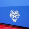 Transparent Decal Stickers of Flaming Skull Graphic Design (White) Premium