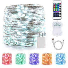 OMIKA LED String Lights Indoor Fairy Light Multi Color Changing, Waterproof Firefly Lights with Remote for Indoor, Bedroom, Wedding, Outdoor Christmas Decor (40 ft 120 LEDs USB & Battery Powered)