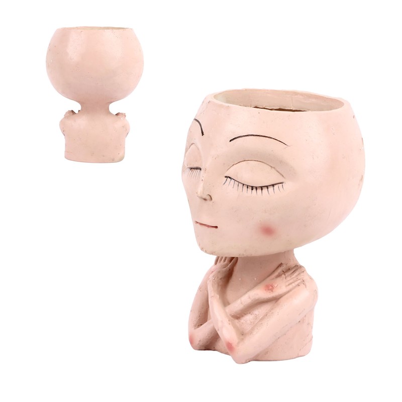 Face Head Planter Succulent Plant Flower Pot Resin Container Face