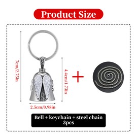Guardian Bell Motorcycle Bell, Biker Bell Motorcycle Bell Lucky Charm Motorcycle Bell Keyring Lucky Charm Biker Motorcycle Keyring Guardian Bell for Blessing the Peace, Lucky Charm, silver