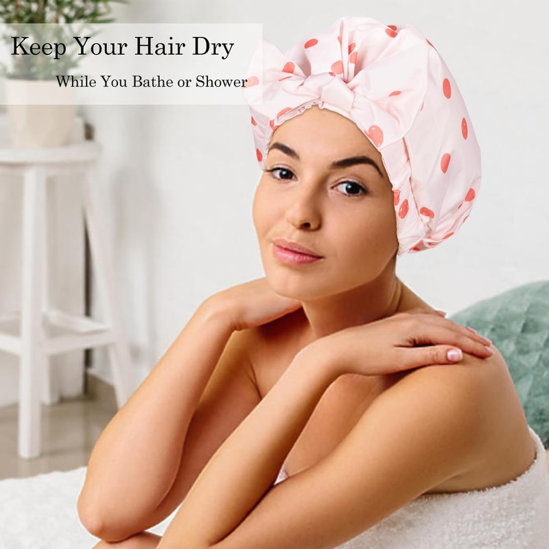 Luvruitaky Shower Cap Luxury Shower Caps for Women Reusable Waterproof