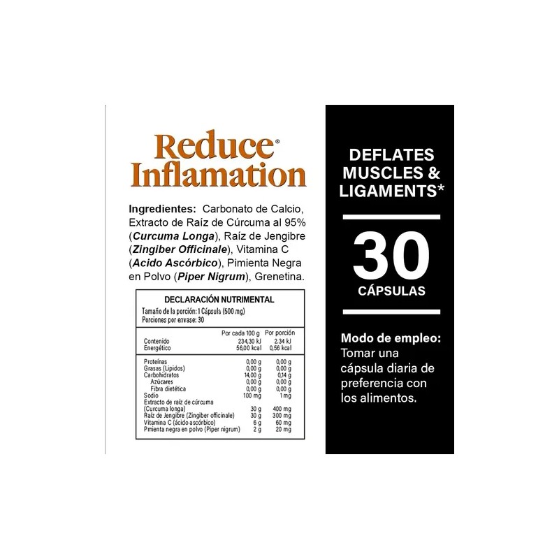 Reduce Inflamación Abdominal Reduce Inflmation® Con Cúrcuma Sabor Sin sabor