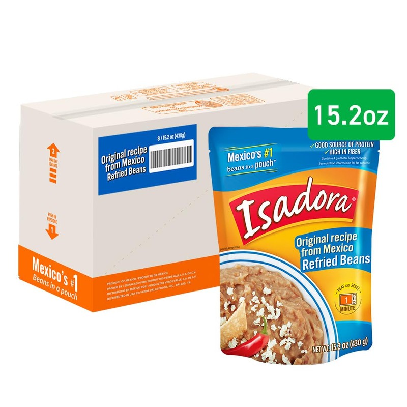 Isadora Original Refried Beans in Pouch (Pack of 8), Delicious