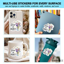 (3Pcs) Grow in Grace Vinyl Sticker 3'' Bible Verse Inspirational Stickers Religious Car Decals Christian Gifts for Women Men Faith-Based Decorations for Journaling Water Bottles Laptop