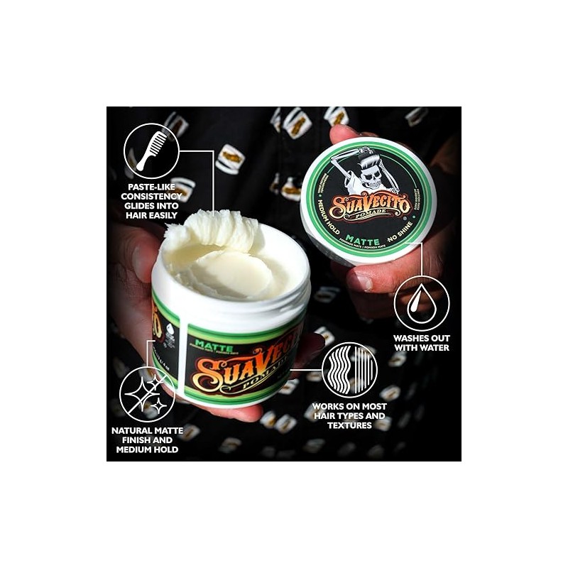 Suavecito Pomade - Pomada mate Suavecito, pomada mate sin brillo