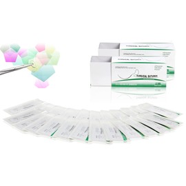 Science Resource SRN4C 75cm Polyester Surgical Suture Thread W Curved Needle 24 PK |Exceptionally Smooth Surface |Superior Tensile Strength |Excellent Knot Security W Manual (Educational&Training Use Only)