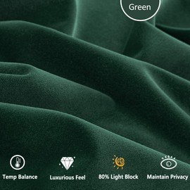 Treatmentex Pompom Velvet Green Curtains for Bedroom 95" Long Room Darkening Luxury Heavy Window Draperies for Winter Holiday Season Décor 42" w x 2Panels Dark Green Rod Pocket