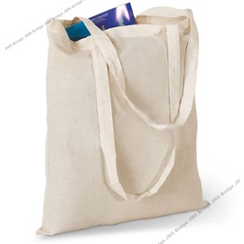 JMS Bridge Pack of 1/3/5/10/25/50/100 Plain Natural Cotton Shopping Tote Bags Eco Friendly Shoppers (50)