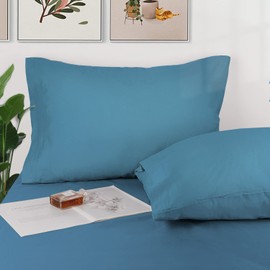 Lirex 2 Pack Pillow Cases, 100% Cotton 400 Thread Breathable Pillowcases Pillow Covers, 50 x 75 cm Queen Size, Blue