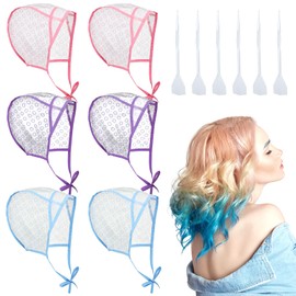 simarro 6 Pieces Highlight Cap, Hair Cap With Plastic Hooks Salon Hair Coloring Dye Cap Frosting Caps For Highlighting Hair Hair Highlighting Cap For Hair Dyeing Hairdressing(Colorful)