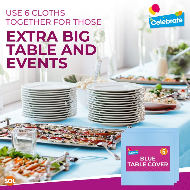 SOL 6pk Blue Table Cloths Party | 121 x 121cm