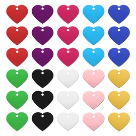 sourcing map Heart Stamping Blank Tags, Aluminum Blank Dog ID Tag, 10 Color Engraving Tags for Necklace Bracelet Making, Pet ID Tags, Pack of 30