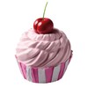 Decorative Cupcake with Cherry 20 cm Diameter Pink Food Fake