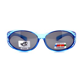 SA106 Womens Rhinestone Polarized Oval Fit Over Sunglasses Blue