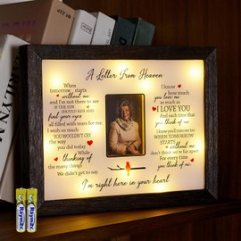 WOODEXPE Sympathy Gift 8" x 10" LED Memorial Shadow Box Keepsake Picture Frame Memorial Gifts for Loss of Loved One - A Letter from Heaven