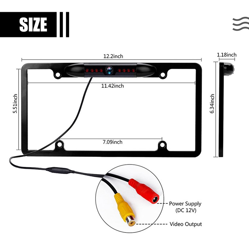 License Plate Backup Camera, Night Vision Rear View Camera with