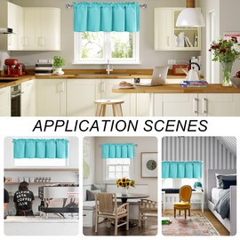 DWCN Valance Curtains for Living Room, Kitchen Valance Solid Short Topper, Rod Pocket Basement Curtain for Window Treatment, 1 Panel, 60 X 18 Inch, Aqua