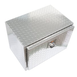 LABLT 24 Inch Silver Aluminum Diamond Plate Tool Box Organizer With Lock Key Replacement for Pick Up Truck Bed