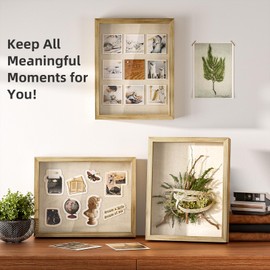 Love-KANKEI Shadow Box Frame 13x16.5 inch, Large Shadow Box Display Case with Linen Back Memorabilia Awards Medals Photos Gift Memory Box Carbonized Black