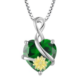 Starnny Women's Necklace Sterling Silver 925 Infinity Sunflower Necklace with Heart 5A Cubic Zirconia Birthstone Jewellery for Women, Cubic Zirconia