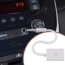 Create idea 1 Pc AUX to USB Adapter 1/8 inch/3.5mm Male Aux Audio Jack Plug to USB 2.0 Female Converter Lead Cable White for Car USB Stick Reading and Playback Only
