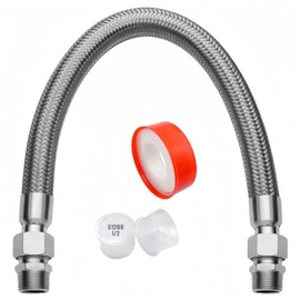 Industrial Grade Compressor Jumper hose,1/2" NPT Male 20" Long, 450 PSI 750°F High Temp, Flexible Stainless Steel Braided Hose with Swivel Adapters for Pump to Tank Line