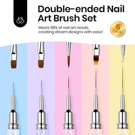 Beetles Nail Art Brushes Set 7 Pcs Double-ended Nail Art Brushes Kit Gel Polish Design Pen Liner Brush Petal Painting Brush Oval Brush Flat Brush Gradient Brush Dotting Pen Valentines Gifts for Women