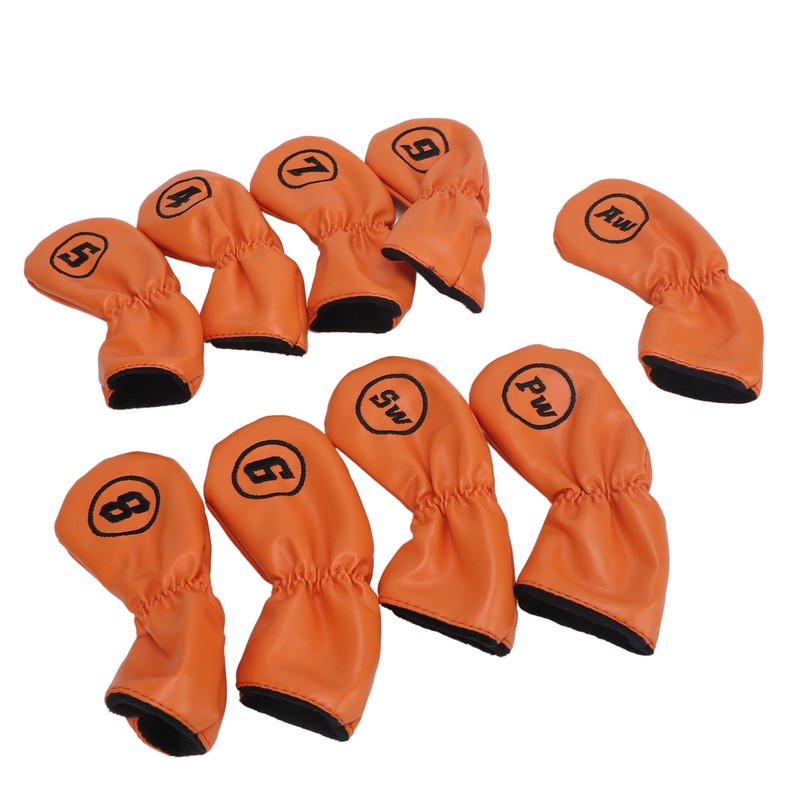 9pcs Golf Club Cover PU Leather Stylish Portable Golf Head