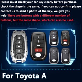 Cavlobe Zinc Alloy Key Fob Cover,Keychain,Full Protection Car Key Case for Toyota Venza Sienna Tundra Prius RAV4 Prime Land Cruiser Corolla Highlander 2025 Camry Keyshell Accessories(NO.038 Silver)