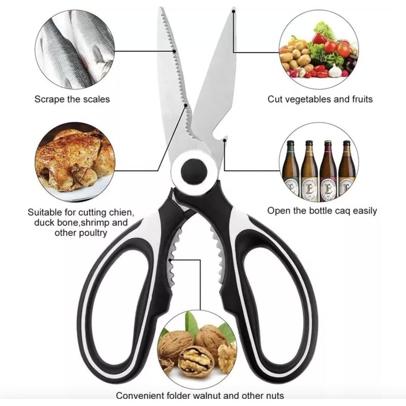 Kitchen Scissors, Heavy Duty Sharp Stainless Steel Scissors for Kitchen,