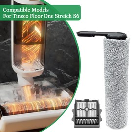 DianSung DianSung B1rstenrolle + Filter Zubeh?r f1r Tineco Floor One Stretch S6/SWITCH S6/S6 stretch lite/S7 Stretch Ultra/S9 Artist Nass und Trockensauger Ersatzteile, 2 B1rstenrolle + 2 Wattefilter