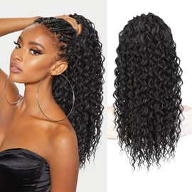 AISI BEAUTY Curly Drawstring Ponytail Hair Extension for Women,20 Inch Natural Synthetic Clip in Black Ponytail Extensions for Daily Party Use