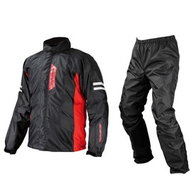 Komine 03-539 Men's Motorcycle Rainwear, Rain Suit, Black, L