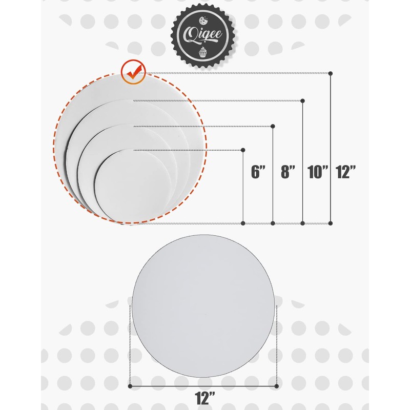qiqee 40-Packs Cake Boards Round 12 Inch White Cake Circles