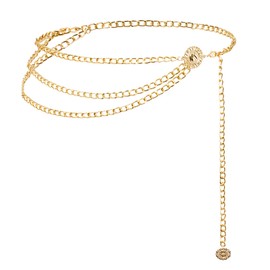 Topbuti Women Girls Multilayer Metal Waist Chain Belt for Dresses Jeans Adjustable Body Belly Link Western Belt (S)