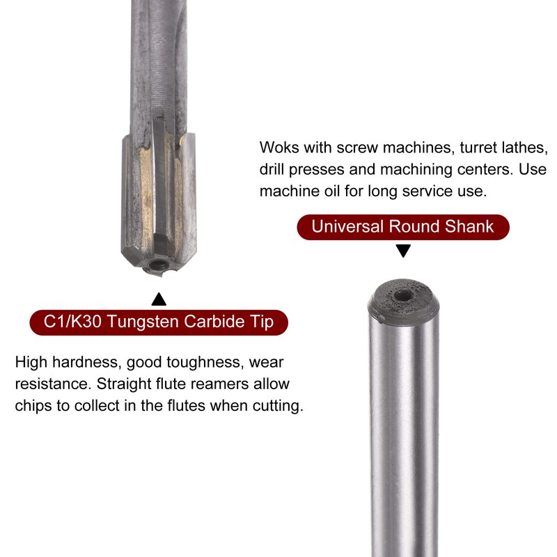 sourcing map Clamping Reamer 7.8 mm H7 C1/K30 Carbide Tip