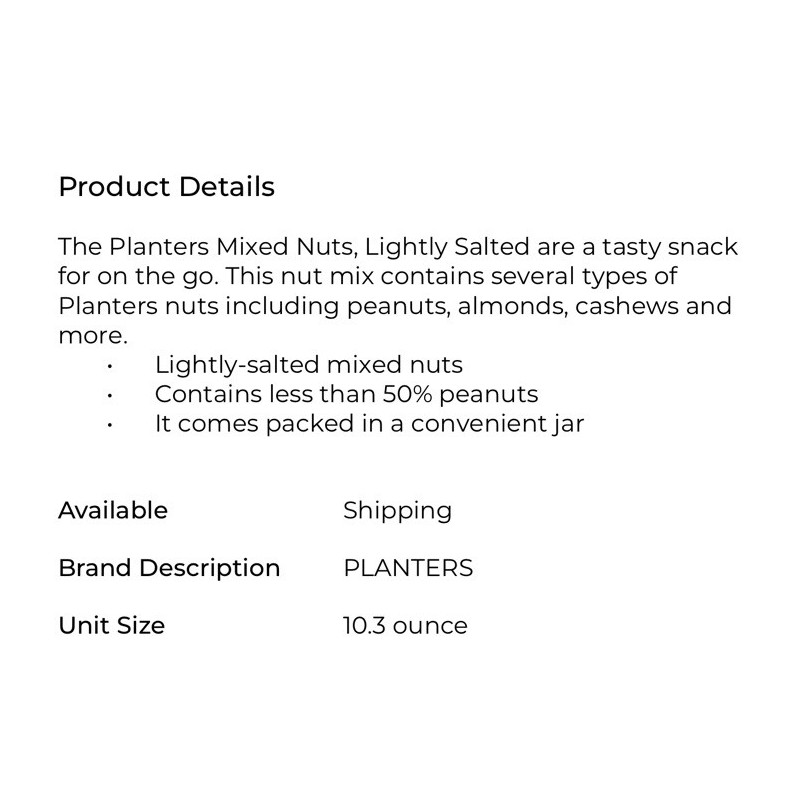 Planter's PLANTERS Roasted Unsalted Mixed Nuts, 10.3 oz Canister