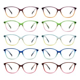 GUD 10 Pack Reading Glasses, Cat Eye Design Readers For Women, Two Tone Frame With Spring Hinges +2.50