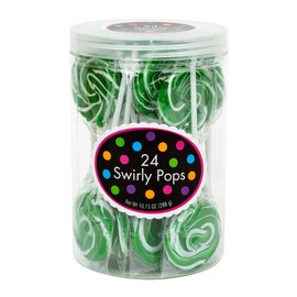 Bayside Candy Swirly Pops – Assorted Colorful Lollipops with Fruity Flavors – Individually Wrapped Twisted Suckers (Green Green Apple (24ct 10.15 OZ TUB))