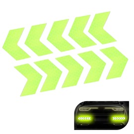 MOXRUQ 10 PCS Waterproof Reflective Tapes, 1.97" * 1.77" High Visibility Night Caution Warning Arrow Shape Safety Decals, Reflective Tape with Extra Strong Adhesive, Universal for Most Cars (Green)